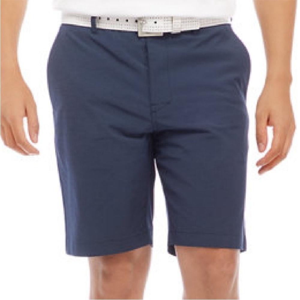 PGA Tour Mens 9" Flat Front Golf Shorts Navy Blue Heather Active Waistband Sz 42